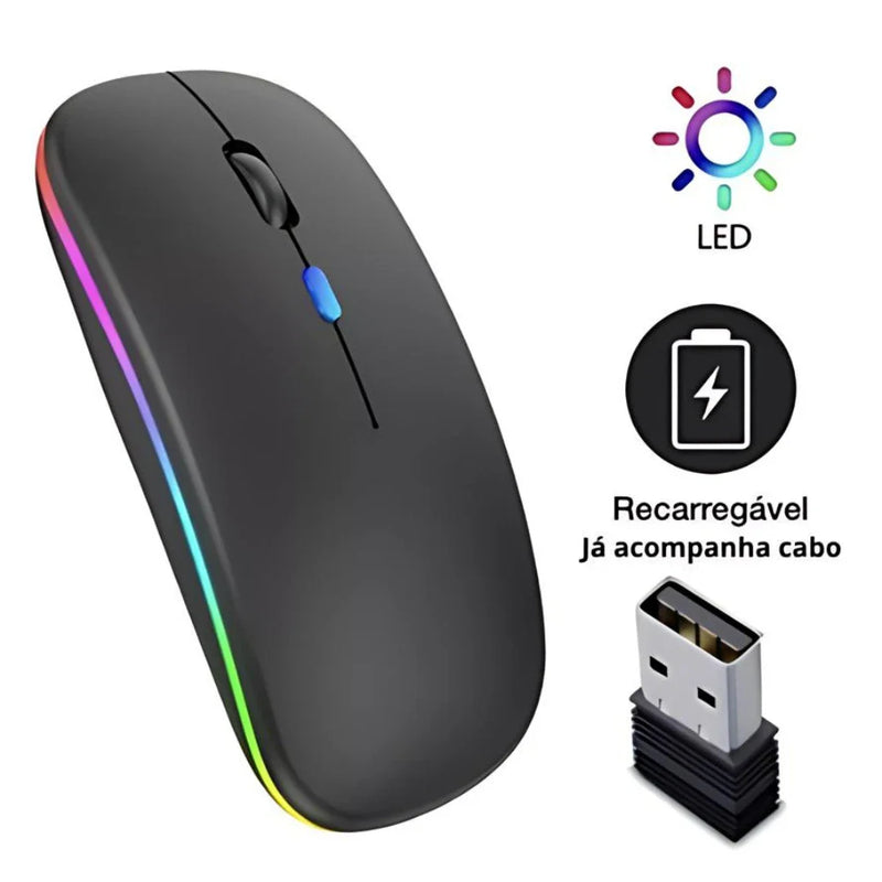 Mouse LED Bluetooth sem fio