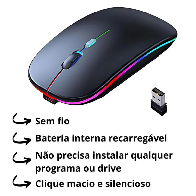 Mouse LED Bluetooth sem fio