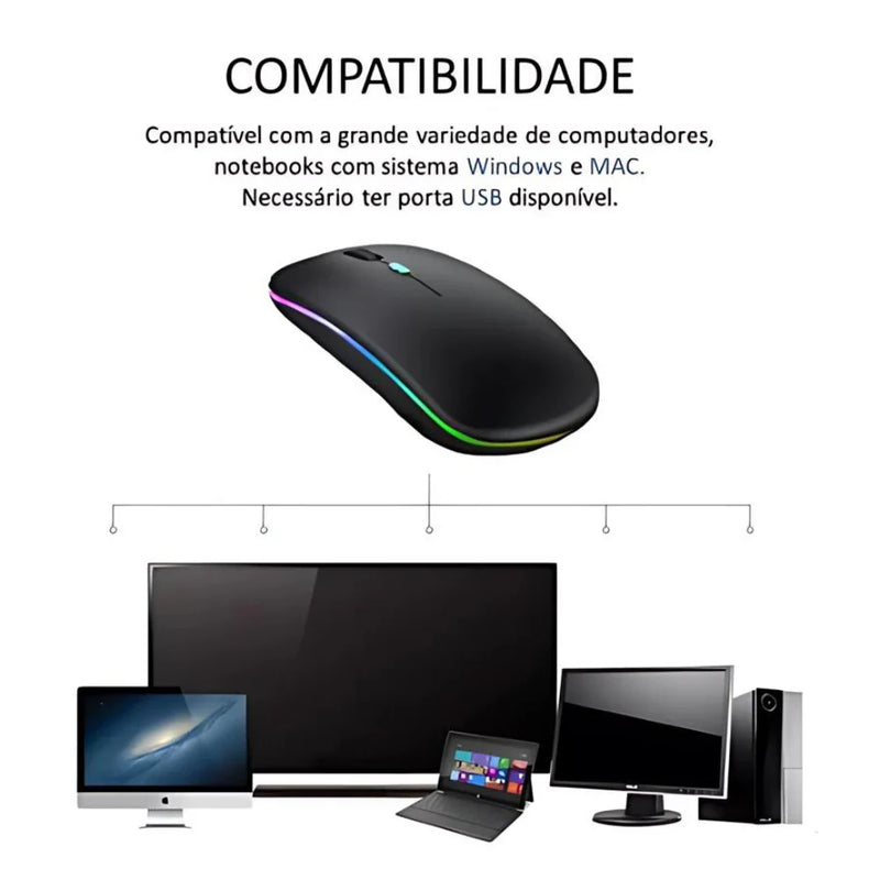 Mouse LED Bluetooth sem fio