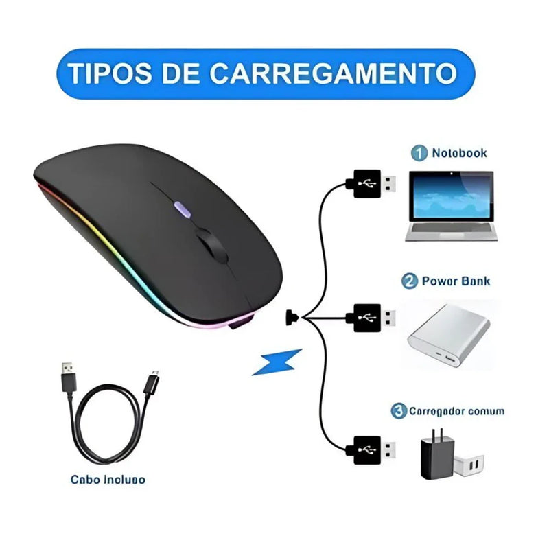 Mouse LED Bluetooth sem fio