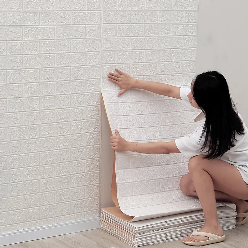 Painel 3d Tijolo Branco Auto Adesivo