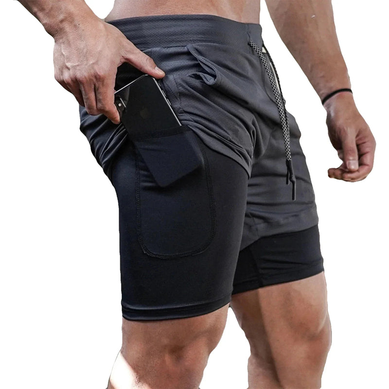 Shorts de corrida masculino 2 em 1