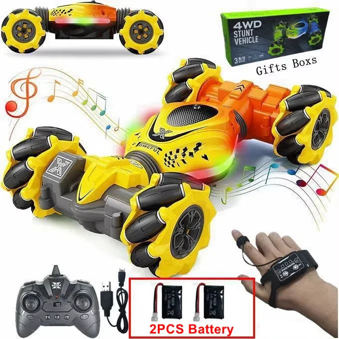 Rádio Controle Carro Infantil: Gesto, Sensor de Rotação, Drift e Stunts – 4WD 2.4G para Diversão Garantida!