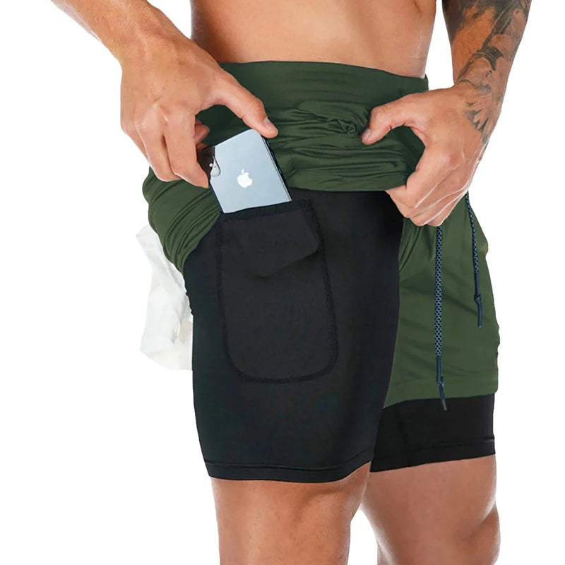 Shorts de corrida masculino 2 em 1